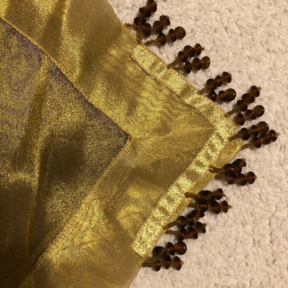 Lame' Metallic Table Runner with Beads Gold OS